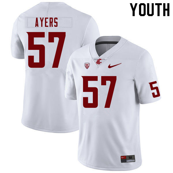 Youth #57 Nick Ayers Washington State Cougars College Football Jerseys Sale-White